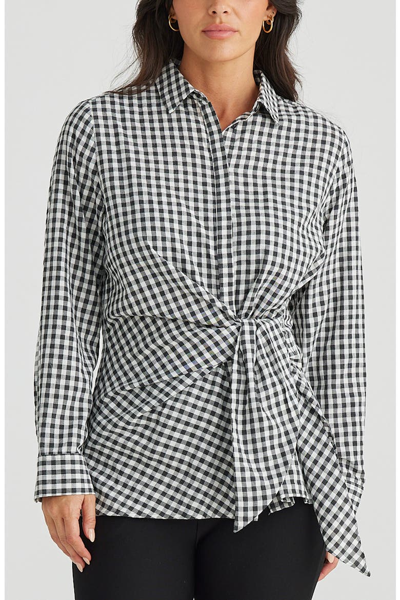 Nova Long Sleeve Check Print Cotton Shirt, Alternate, color, BLACK