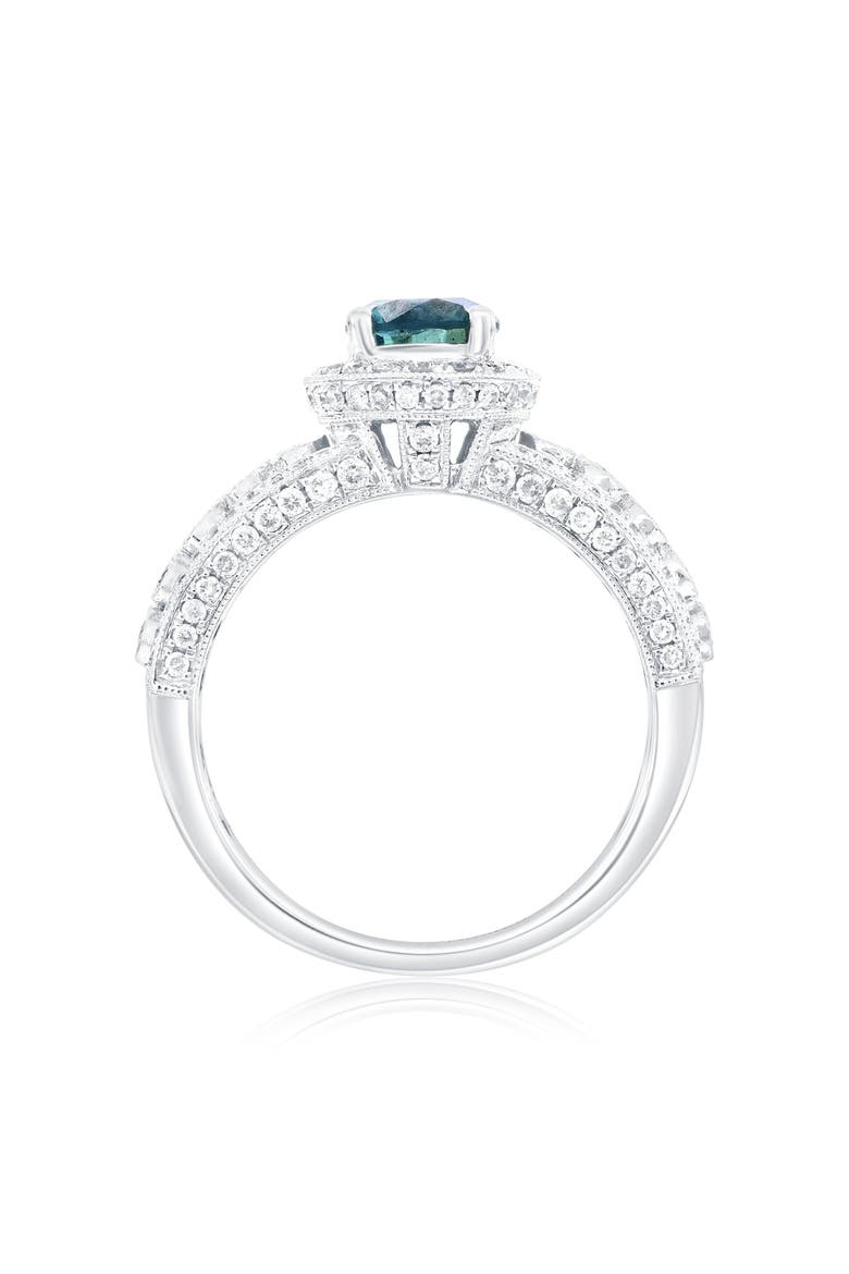 14K White Gold 0.88ct Blue Diamond & 0.77cttw Diamond Ring, Alternate, color, White Gold