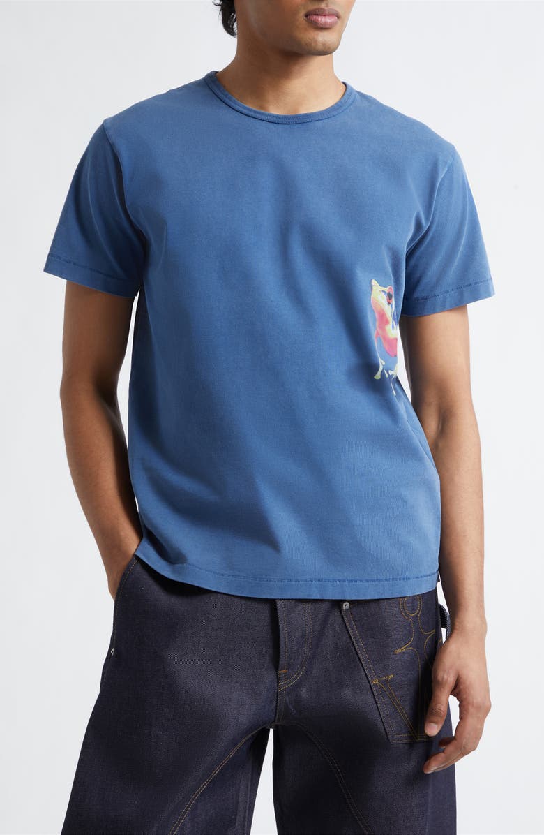 JW Anderson Peeking Frog Graphic T-Shirt, Main, color, Mid Blue