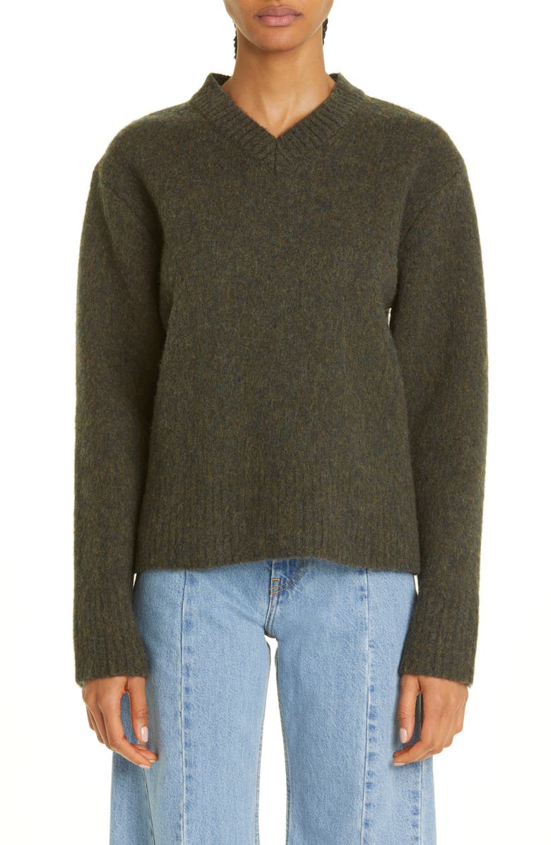 Maison Margiela V-Neck Wool Sweater, Main, color,