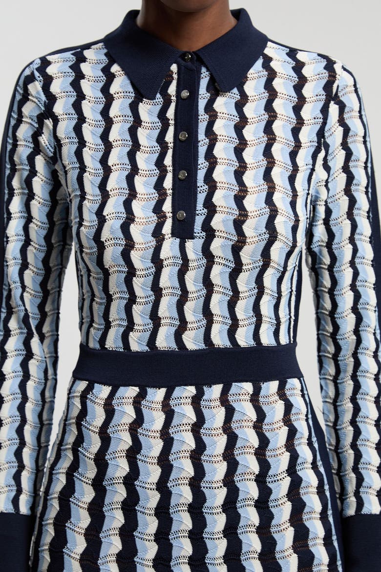 Pointelle Collared Midi Dress, Alternate, color, Blue