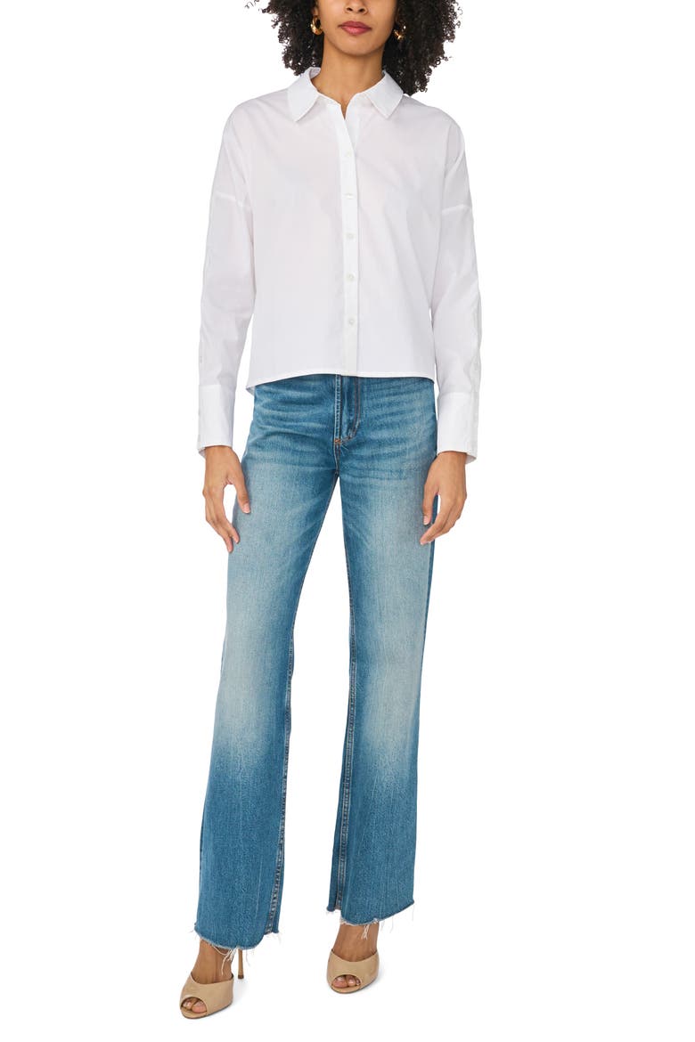 Button Detail Cotton Shirt, Alternate, color, ULTRA WHITE