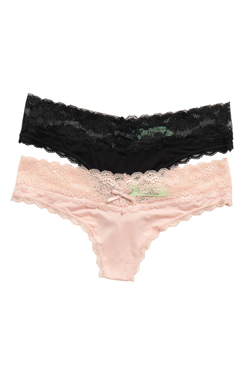 Honeydew Ahna Lace Trim Thong - Pack of 2, Main, color,