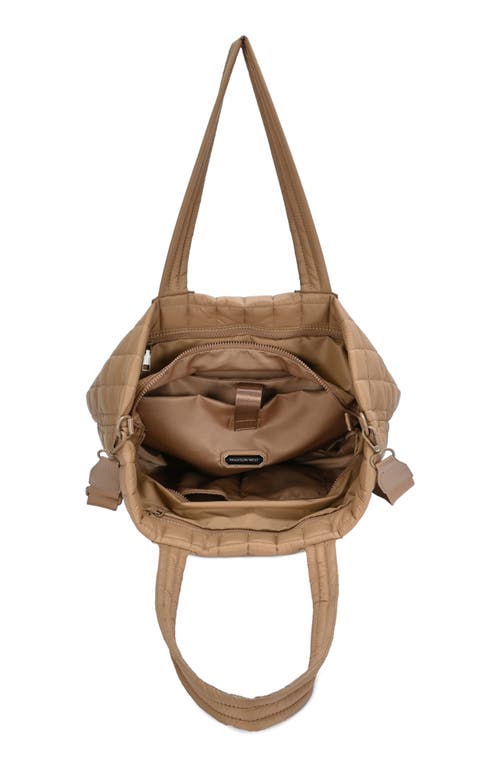 Madison West Large Quilted Shoulder Bag In Beige