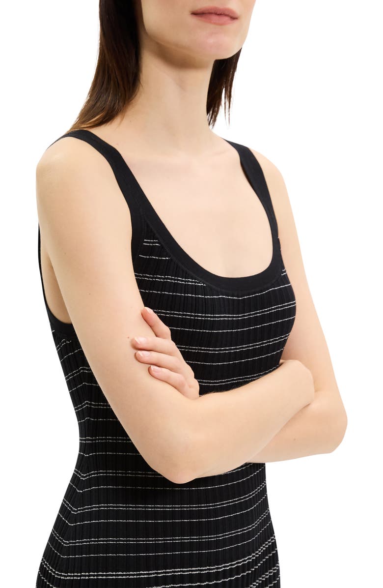 Theory Variegated Stripe Pima Cotton Blend Midi Dress, Alternate, color, 