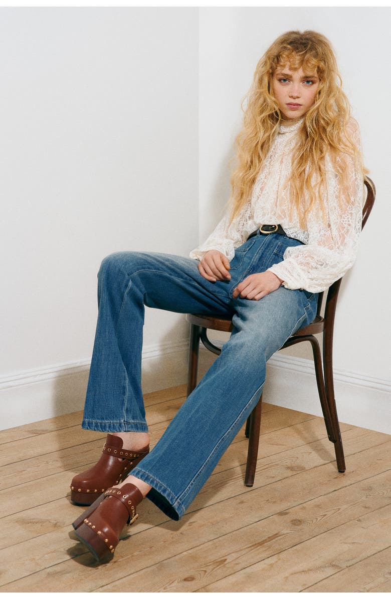 H&M Straight High Waist Jeans, Alternate, color, Denim Blue