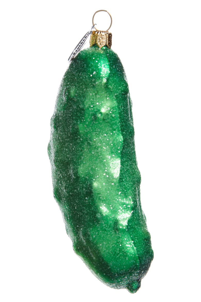 Christmas Pickle Glass Ornament, Main, color, GREEN