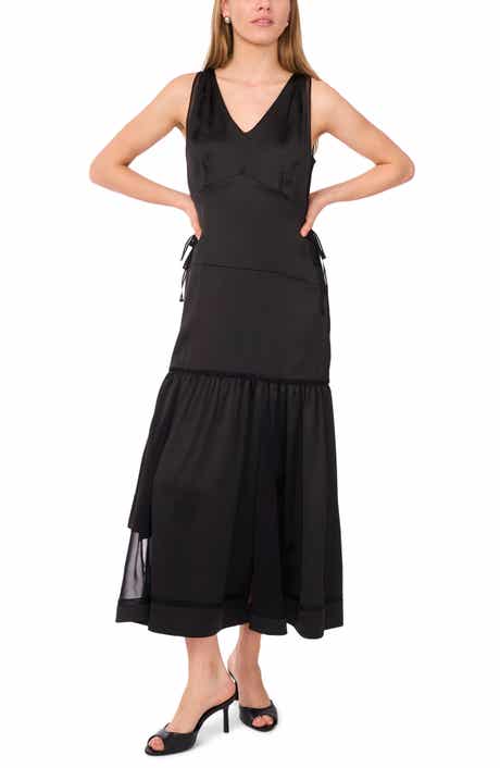 Sleeveless V-Neck Asymmetric Midi Dress