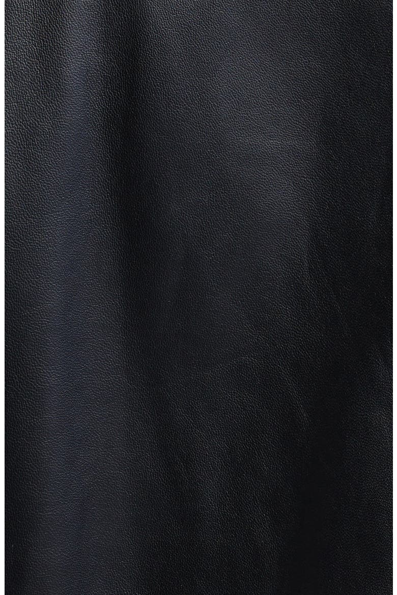 Zip Front Leather Bomber Jacket, Alternate, color, BLACK