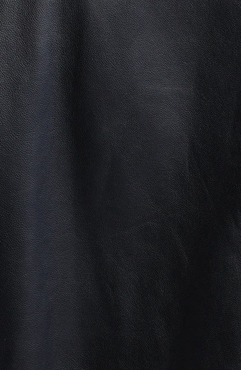 Bugatchi Zip Front Leather Bomber Jacket, Alternate, color, Black