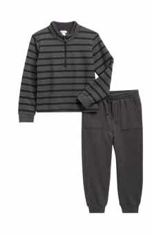 Splendid Kids' Stripe Quarter Zip Sweatshirt & Joggers Set