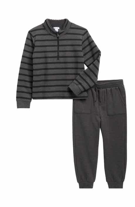 Splendid Kids' Stripe Quarter Zip Sweatshirt & Joggers Set