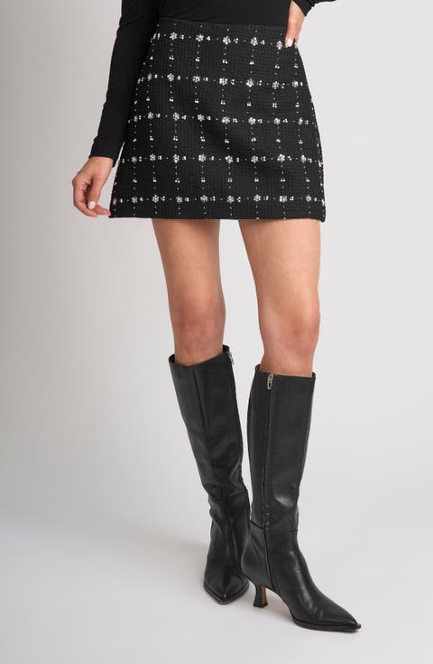 Olivia Embellished Wool Blend Miniskirt