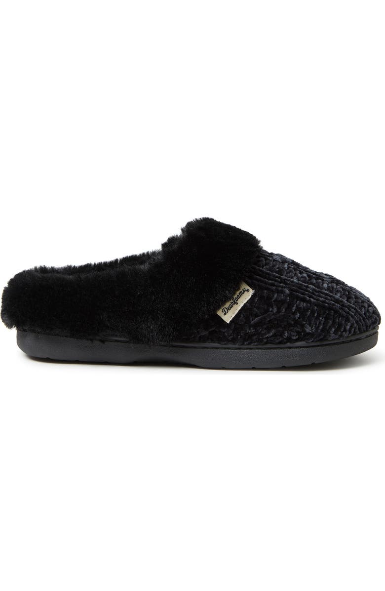 DEARFOAMS Claire Cable Knit Chenille Clog Slipper, Alternate, color, Black