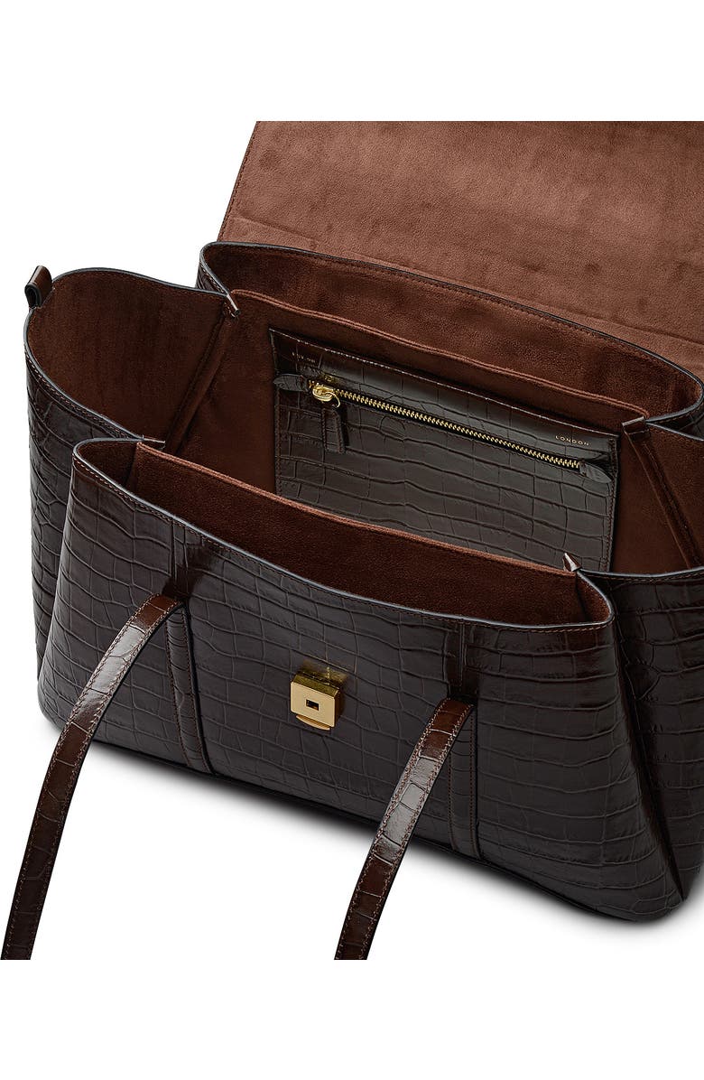 Radley The Chancery - Faux Croc Large Flapover Shoulder Bag, Alternate, color, Walnut