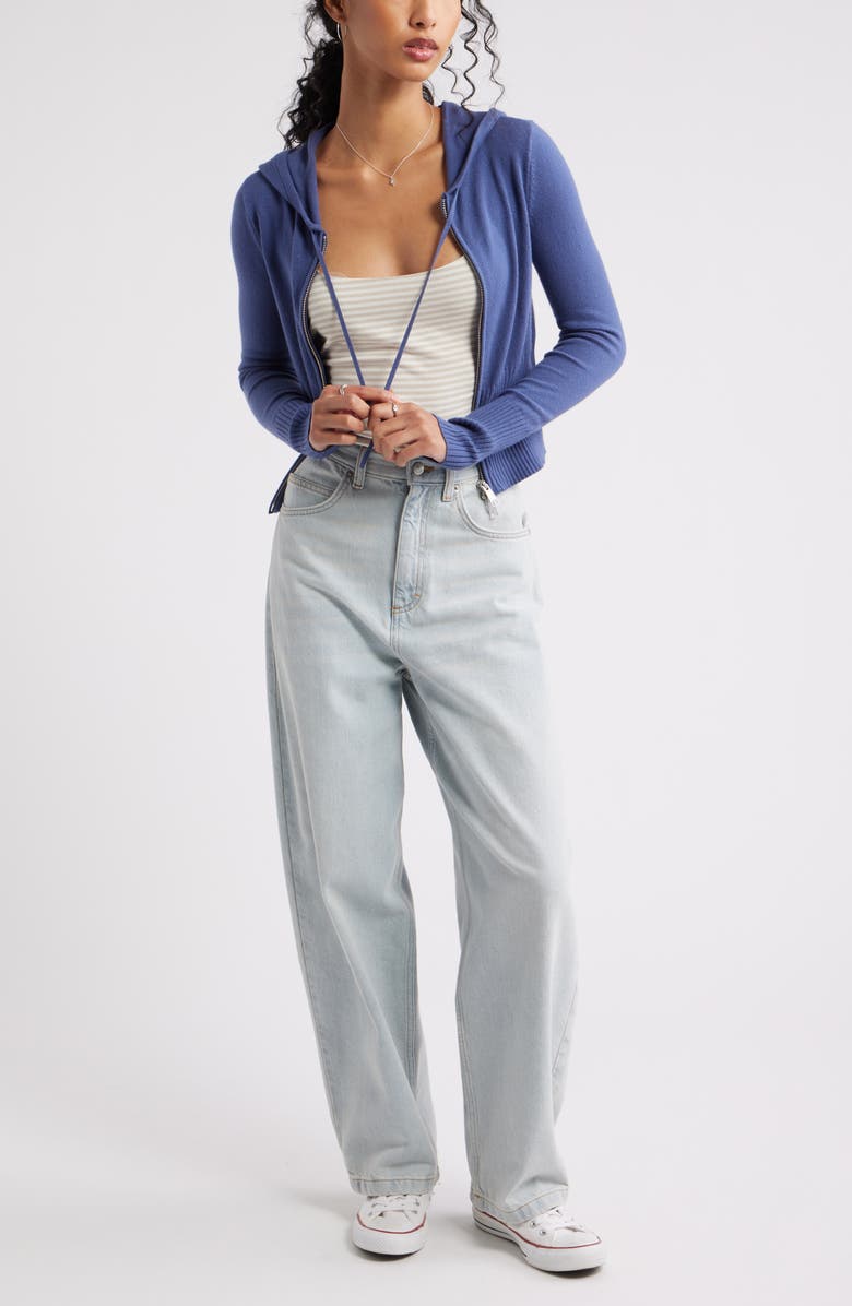 BP. Fitted Cotton Blend Hoodie, Alternate, color, Blue Indigo