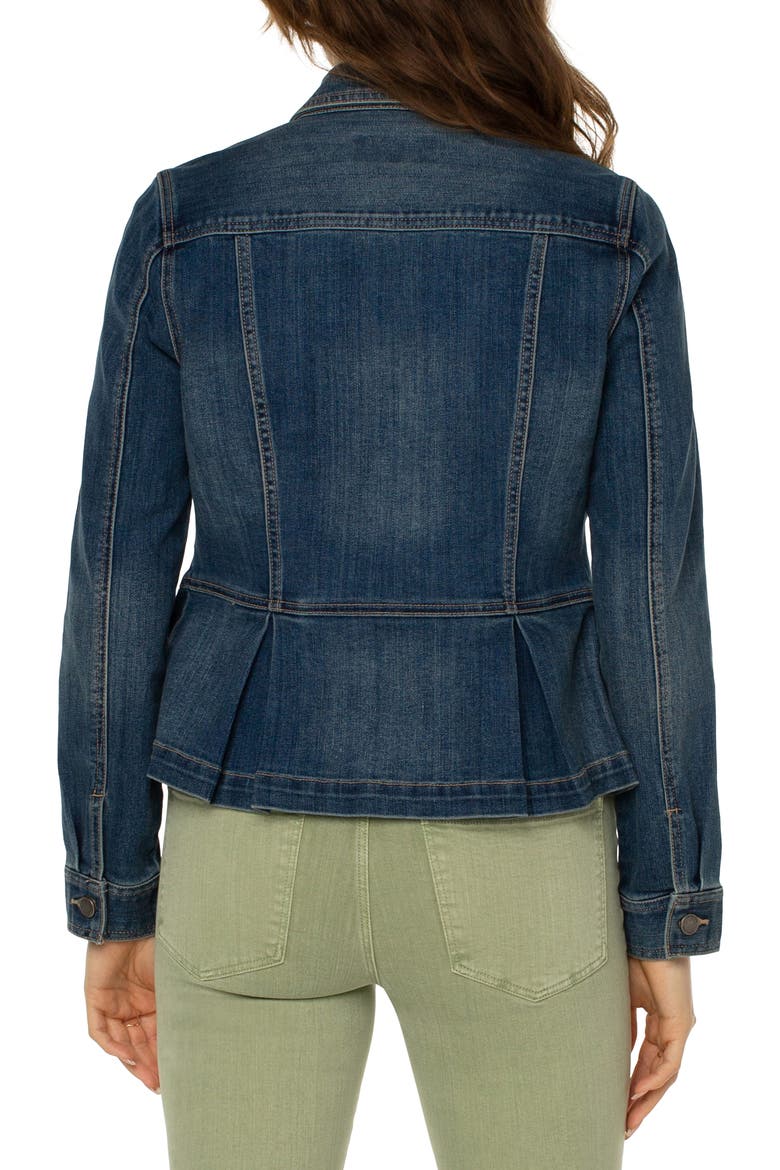 Peplum Denim Jacket, Alternate, color, SEEDLING