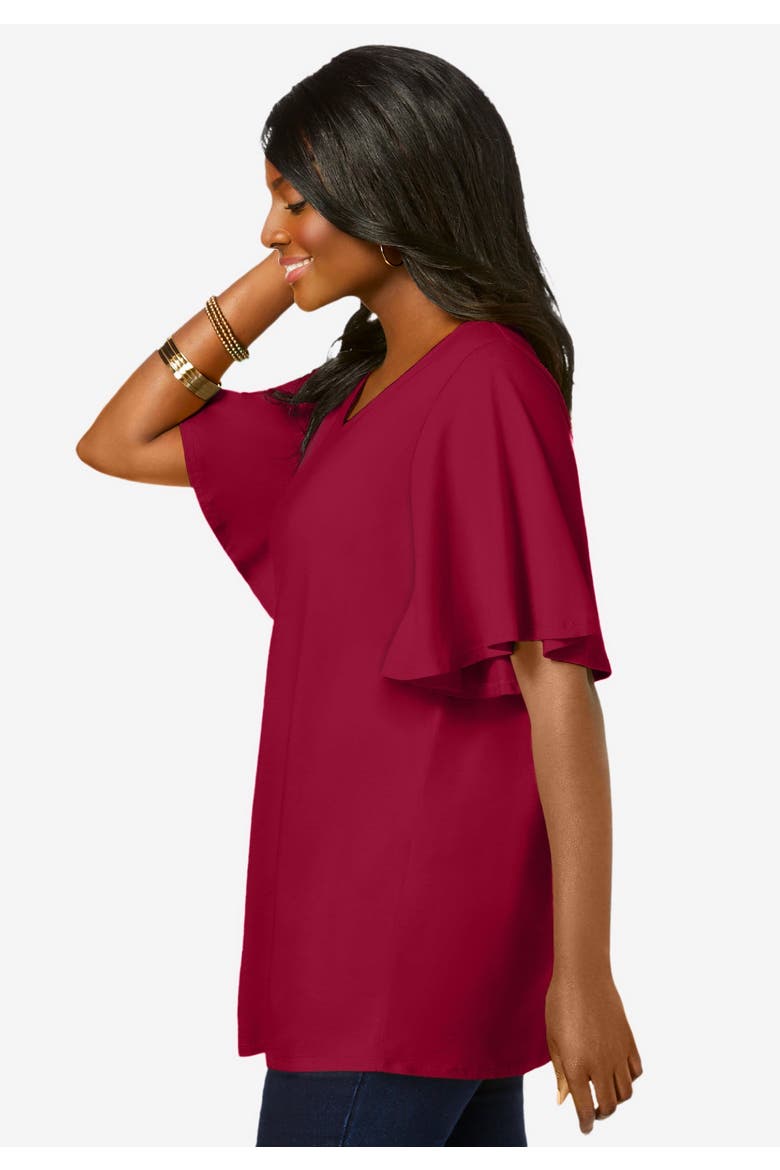 Stretch Knit Flutter Sleeve Tunic, Alternate, color, PALE LILAC