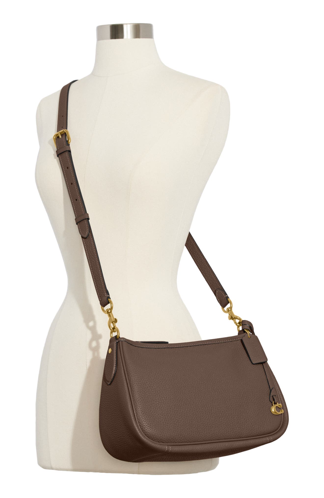 COACH Cary Soft Pebbled Leather Crossbody Bag, Alternate, color, B4/Dark Stone