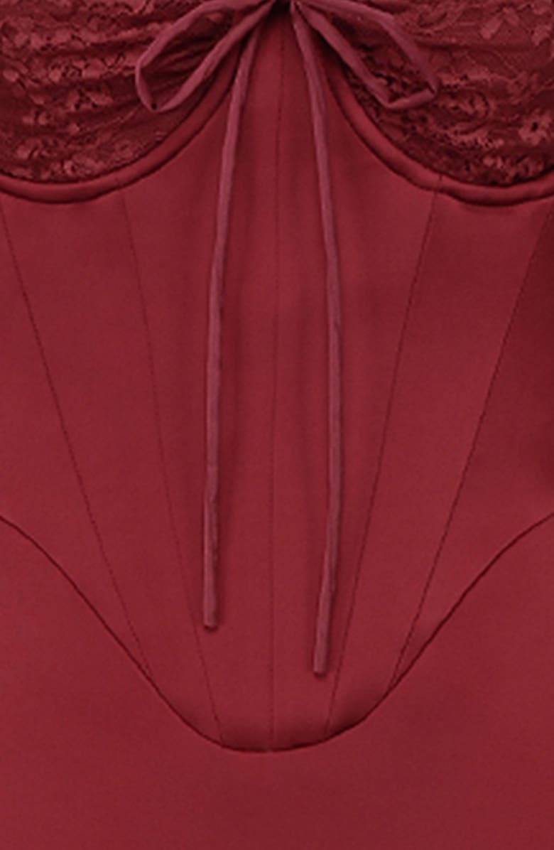 HOUSE OF CB Perdi Corset Bodice Long Sleeve Gown, Alternate, color, Rhubarb