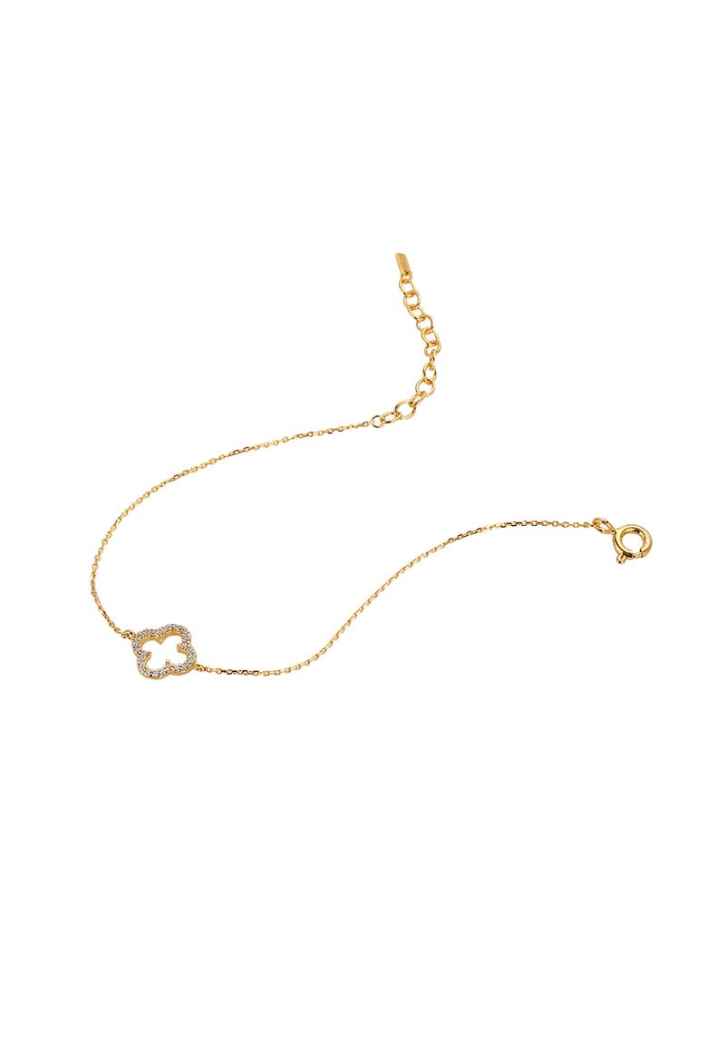 Sterling Silver 18k Gold Plated Aria Clover Bracelet Daily Minimal, Alternate, color, Gold