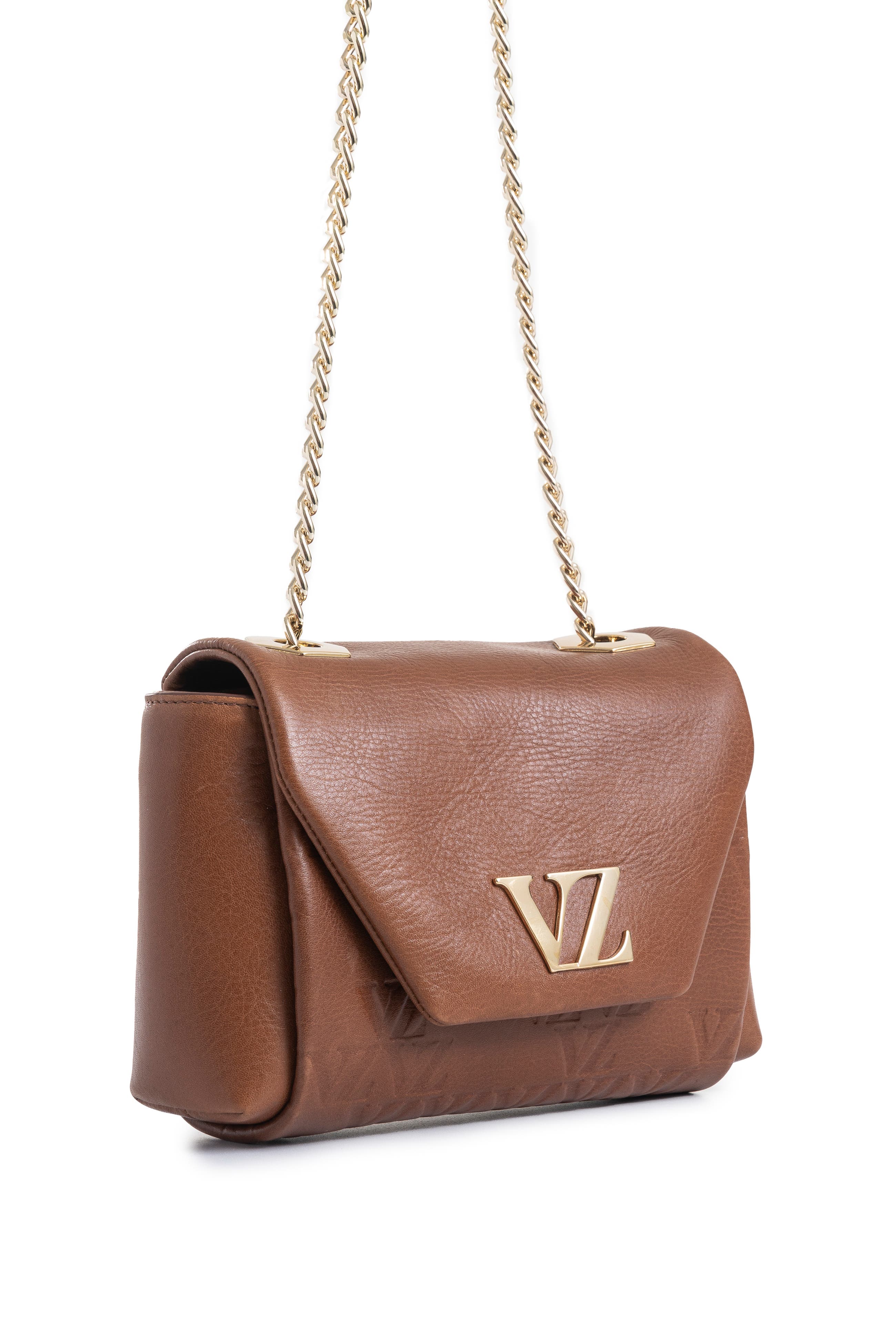 Velez Mini Lili Hands-Free Leather Bag with Metallic Chain, Alternate, color, Brown