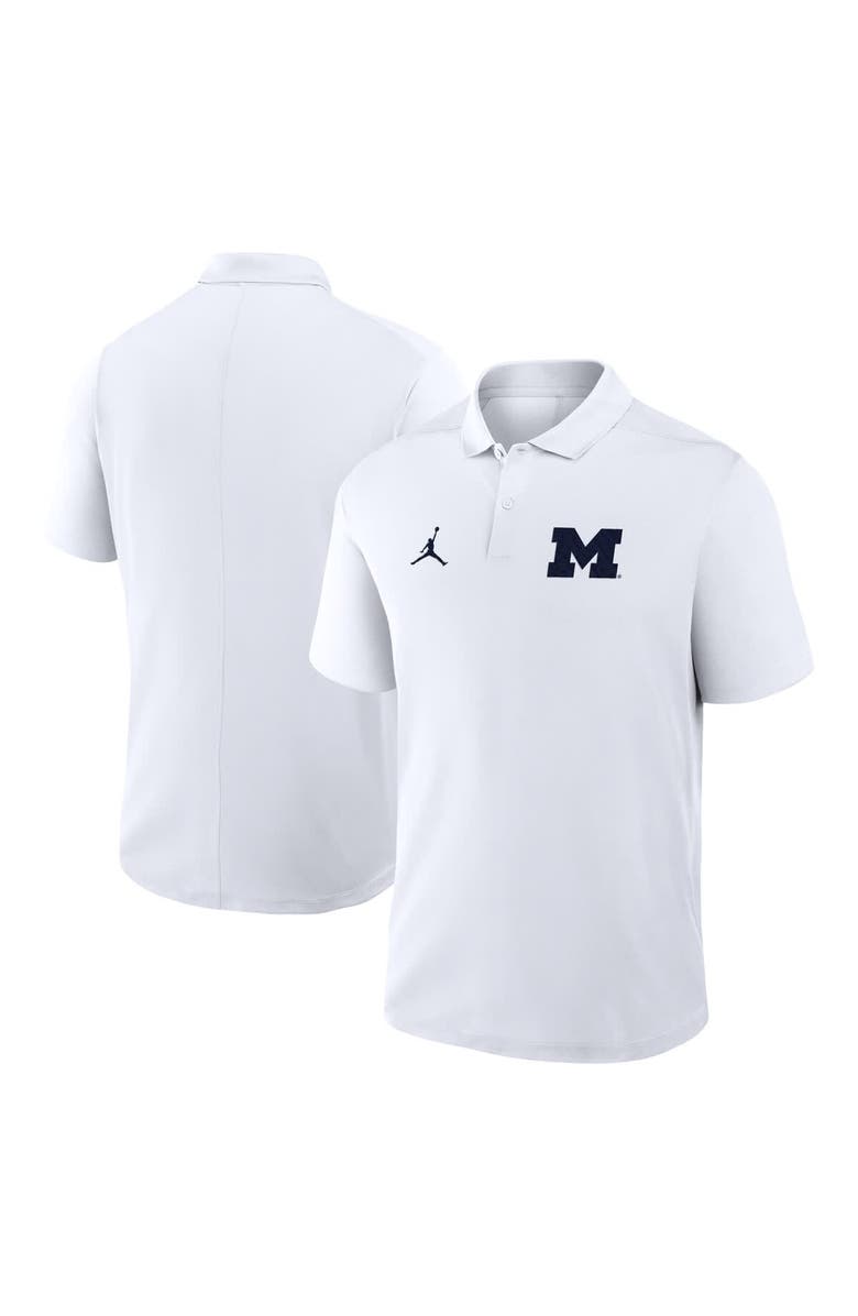 Jordan Brand Men's Jordan Brand White Michigan Wolverines Primetime Victory Primary Logo Performance Polo, Main, color, White
