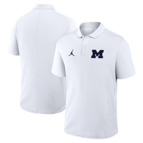 Men's Jordan Brand White Michigan Wolverines Primetime Victory Primary Logo Performance Polo