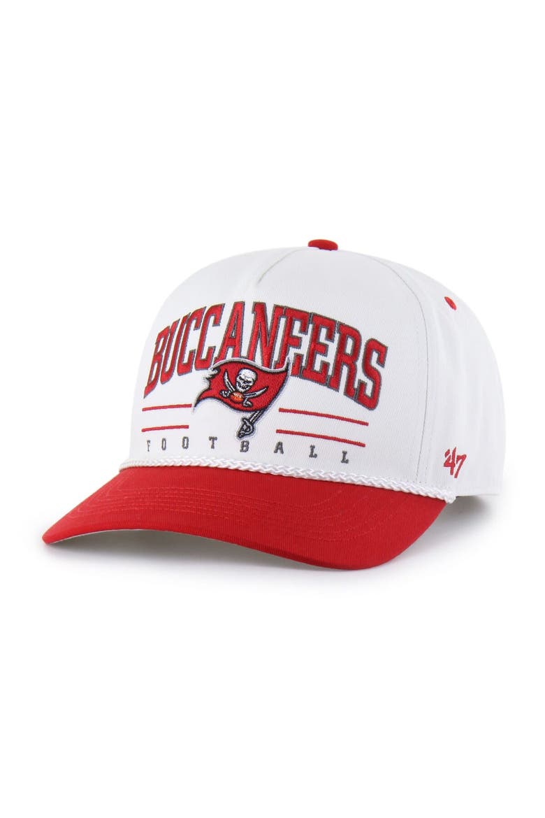 Men's '47 White/Red Tampa Bay Buccaneers Roscoe Two-Toned Hitch Adjustable Hat, Main, color, White