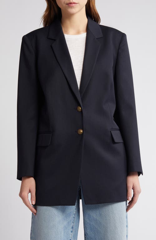 Frame The Oversize Wool Blend Blazer In Navy