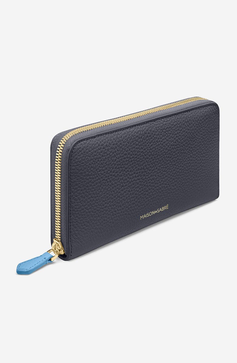 MAISON de SABRÉ Long Leather Zip Wallet, Alternate, color, Graphite Sky