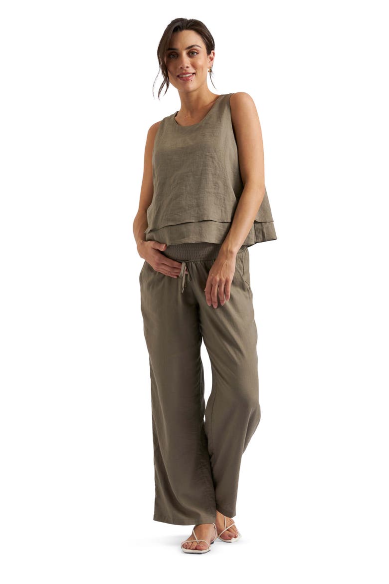 Peyton Linen Nursing Top, Alternate, color, OLIVE