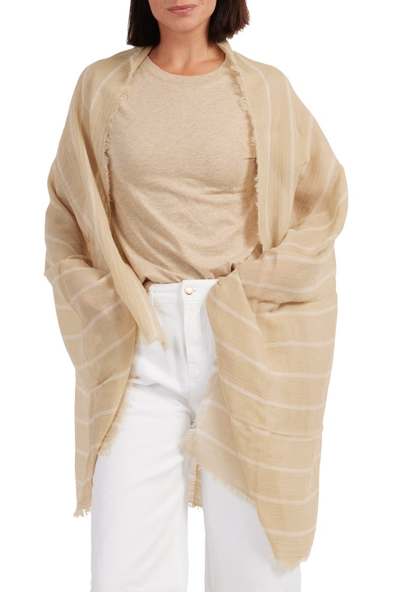 Stripe Cotton Gauze Scarf, Main, color, HAYSEED PAPYRUS