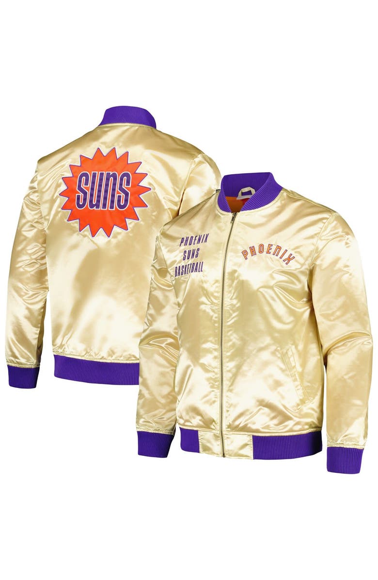 Mitchell & Ness Men's Mitchell & Ness Gold Phoenix Suns Team OG 2.0 Vintage Logo Satin Full-Zip Jacket, Main, color, Gold