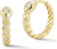 CHLOE AND MADISON Snake Cubic Zirconia Huggie Hoop Earrings