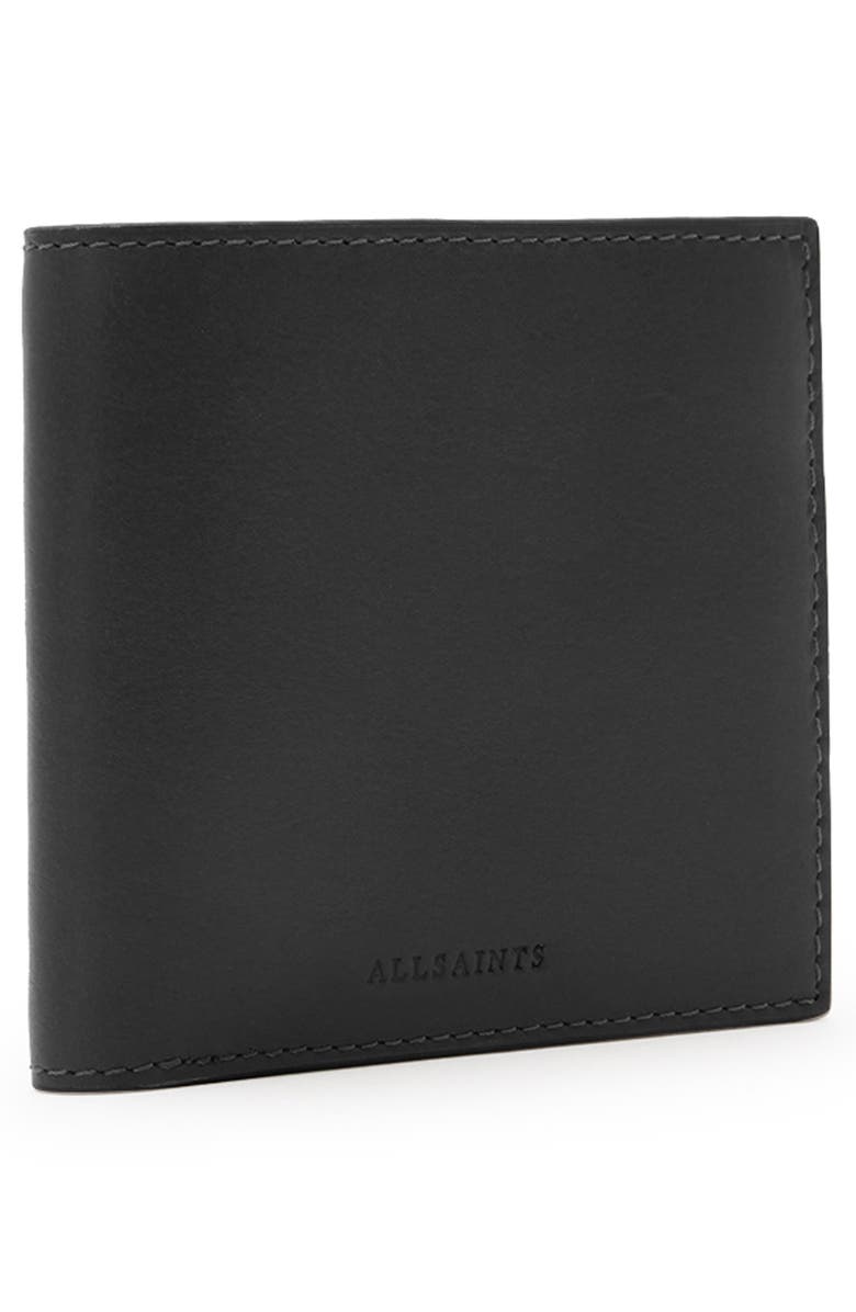AllSaints Elkka Leather Bifold Wallet, Alternate, color, Black