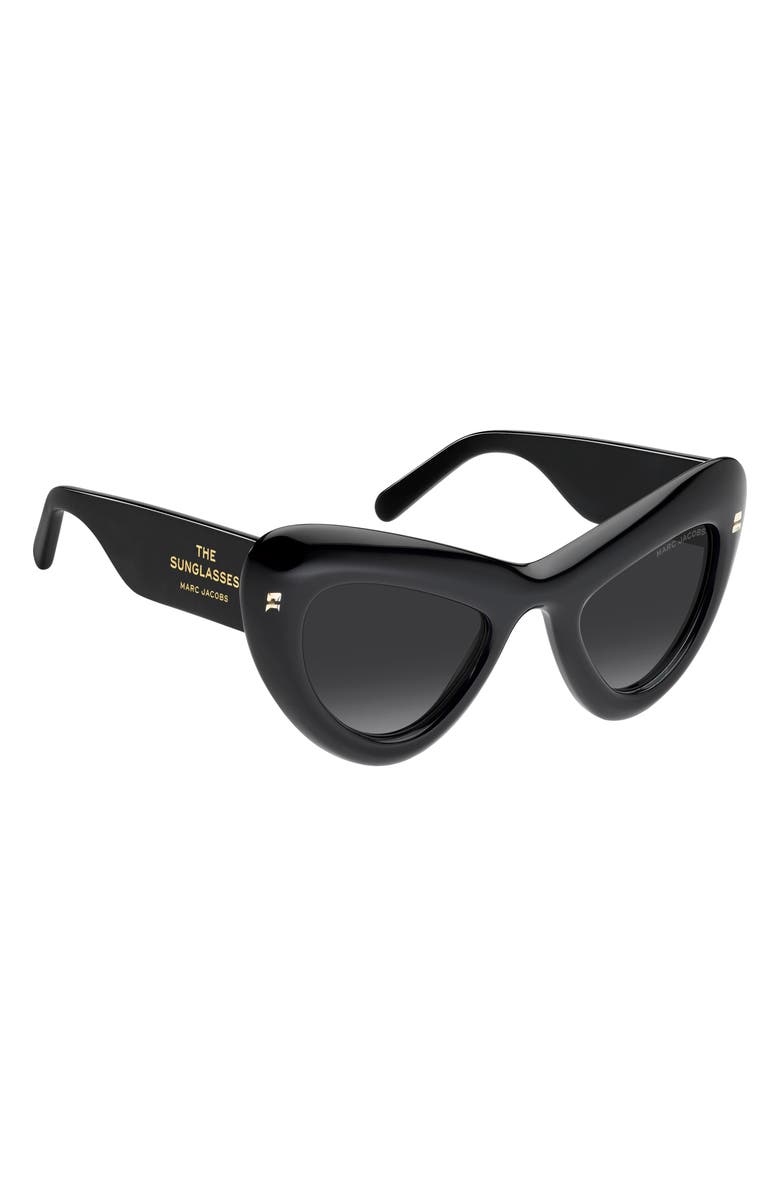 Marc Jacobs 48mm Gradient Small Cat Eye Sunglasses, Alternate, color, Crystal Black/ Dark Grey Sf