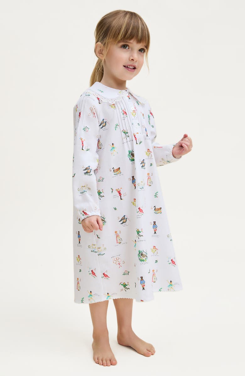 Petite Plume Kids' Lola Print Long Sleeve Nightgown, Alternate, color, White