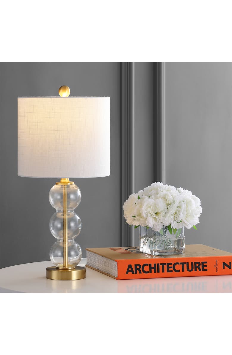 JONATHAN Y February Glass/Metal LED Table Lamp, Alternate, color, Clear/Brass Gold