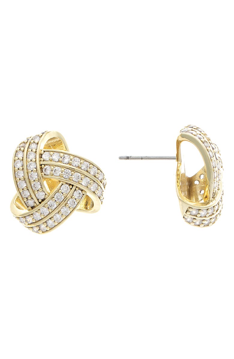RIVKA FRIEDMAN Cubic Zirconia Knot Stud Earrings, Main, color, Gold / Cz