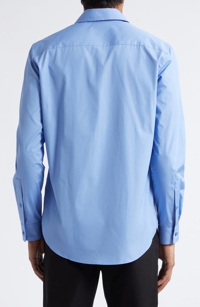 Burberry Sam Equestrian Knight Design Cotton Poplin Button-Up Shirt, Alternate, color, Cornflower Blue