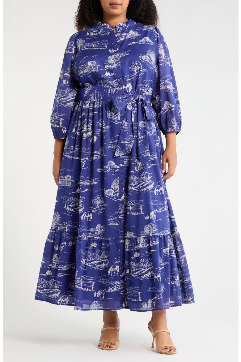 Avon Town & Bridge Print Maxi Dress, Main, color, NAVY-CREAM