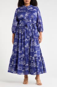 SUGARLIPS Avon Town & Bridge Print Maxi Dress