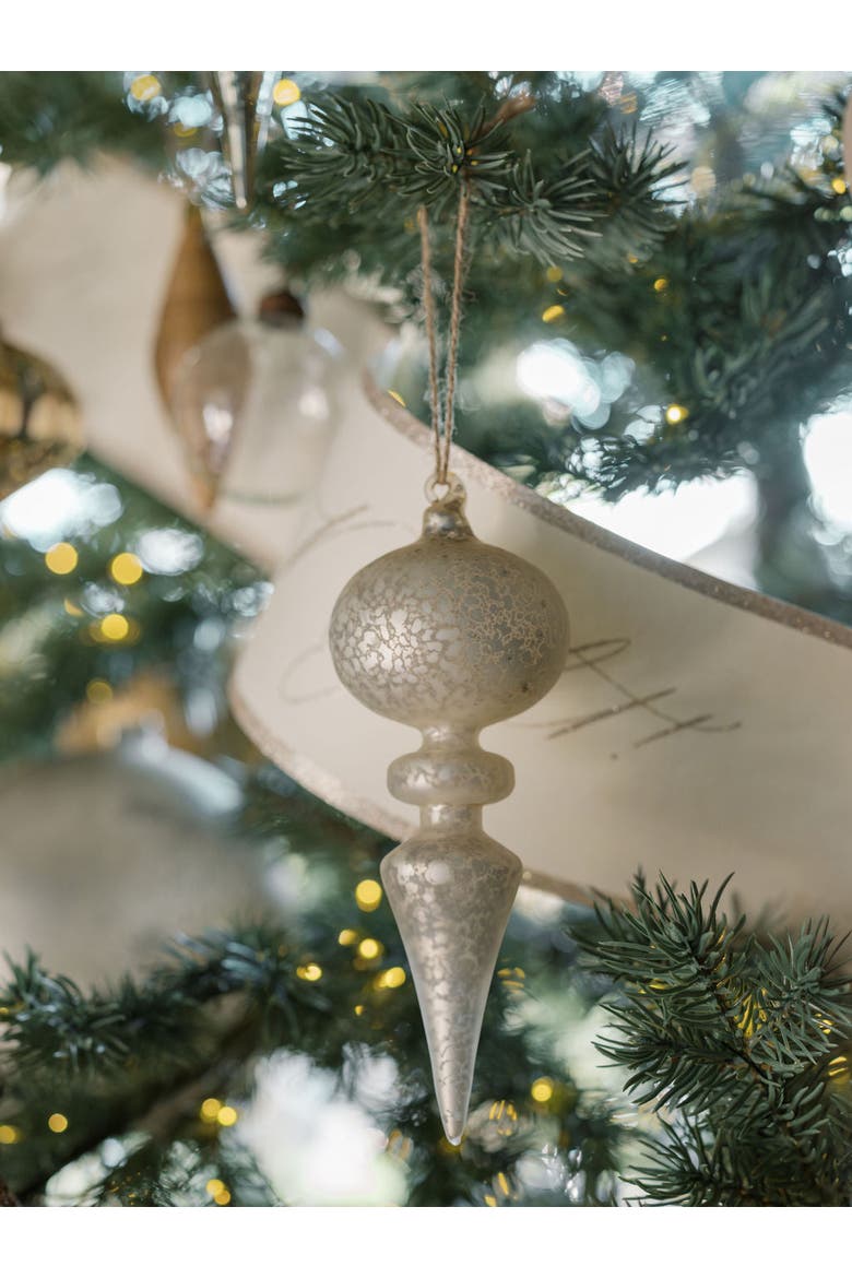 Assorted Neutral Palette Glass Finial Ornament, Alternate, color, Crème