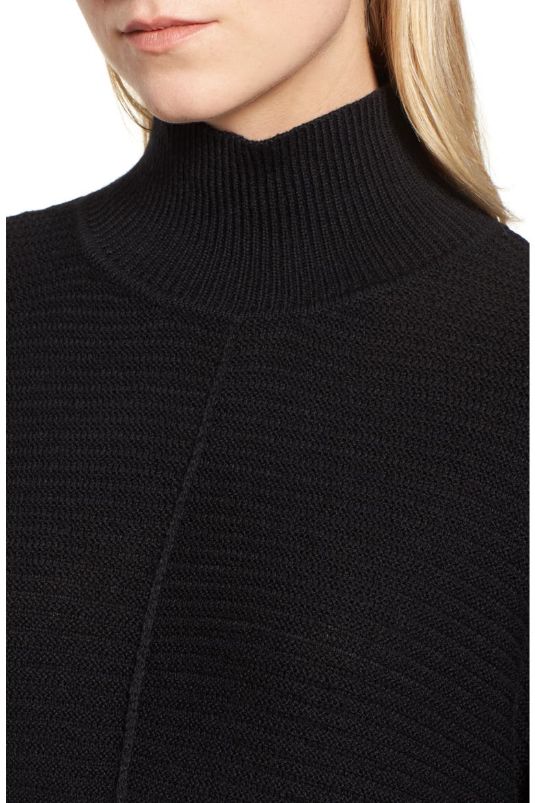 Ribbed Turtleneck Tunic Sweater, Alternate, color, BLACK