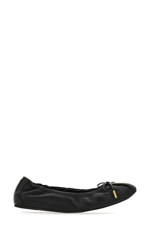 Ferragamo Elasticated Nappa Leather Ballet Flats In Nero