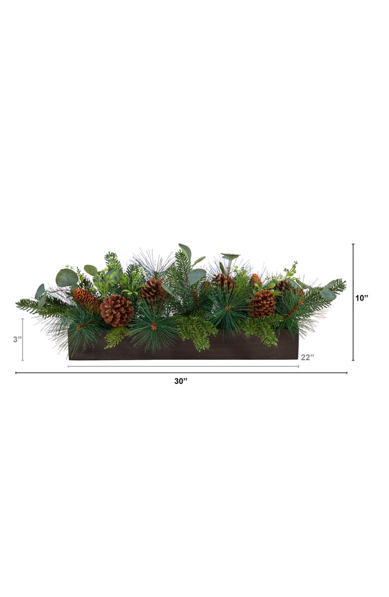 NEARLY NATURAL 30-in Evergreen Pine and Pine Cone Artificial Christmas Centerpiece Arrangement, Alternate, color, Green