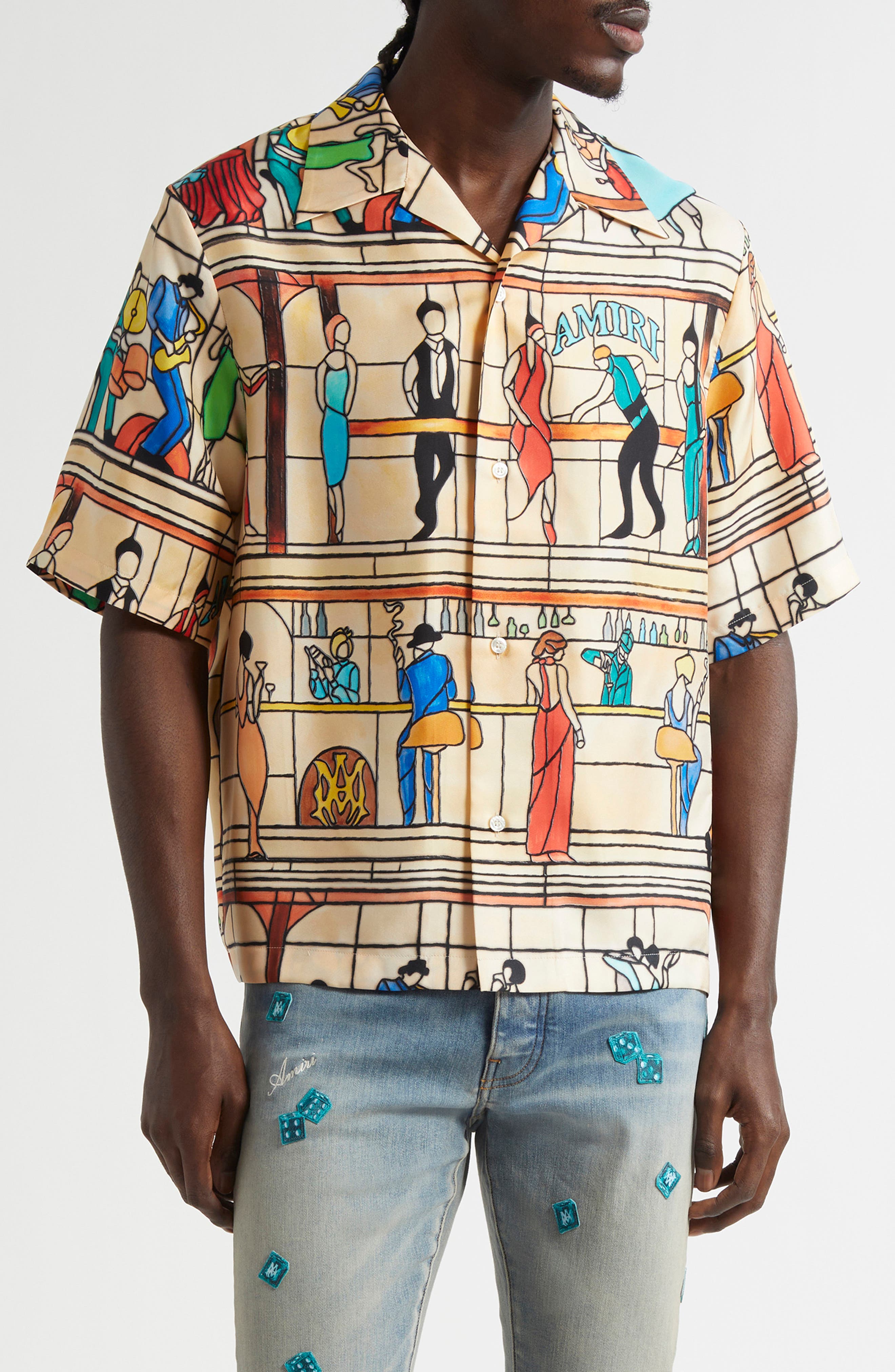 Pool Hall Print Camp Shirt