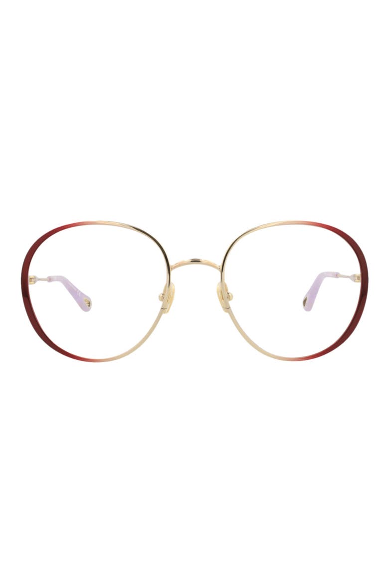 56mm Round Optical Glasses, Main, color, BURGUNDY BURGUNDY TRANSPARENT
