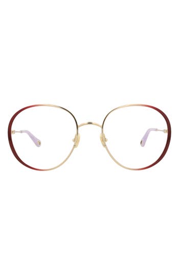 Chloé 56mm Round Optical Glasses In Brown